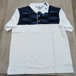 $465 Mens M Missoni Graphic Cotton Polo Shirt White/Multi 2XL